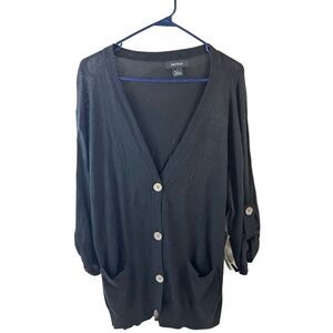 Karen Kane xl black button boyfriend cardigan rayon blend new$89